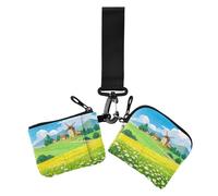 Portamonete giallo Daisy Fairytale Town, porta carte di credito, portafoglio minimalista con cerniera e tasca con cerniera per uso quotidiano, confezione da 2, Yellow Daisy Città delle fiabe, 1 size