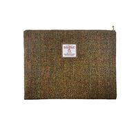 Portamonete Harris Tweed fatto a mano per rossetti, vintage, con porta carte di credito e documenti d'identità, con cerniera YKK, per donne e uomini, Marrone chiaro, Large, Plaid artistico