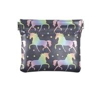 Portamonete impermeabile in pelle PU per ragazze donne signore unicorni neon fumetto carino ragazza, Multicolore, 1 size, Moderno/adattabile