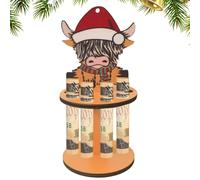 Portamonete in legno, portamonete di Natale in legno, portamonete a forma di Highland con 10 fori, cassa, ornamento di Natale, decorazione per tavolo di festa, d, Se référer au descriptif,