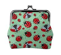 Portamonete in marmo,Portamonete in pelle per donne e uomini,Piccola borsa portamonete personale,Simpatico portamonete con blocco bacio, Coccinelle rosse su uno sfondo blu, Taglia unica, Carino
