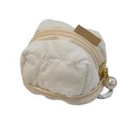 Portamonete in morbido cotone con pratica cerniera per gli appassionati di moda e gli studenti accessori per studenti, bianco