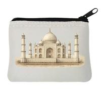 Portamonete in neoprene con disegno architettonico storico del monumento, 10 x 11 cm, bianco