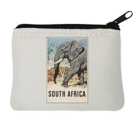 Portamonete in neoprene con elefante del Sudafrica in stile retrò, 10 x 11 cm, bianco