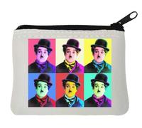 Portamonete in neoprene con famoso attore britannico, pop art, film silenziosi, 10 x 11 cm, bianco