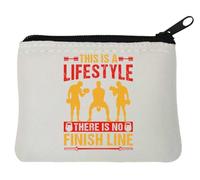 Portamonete in neoprene con grafica "This Is A Lifestyle There Is No Finish Line Training", 10 x 11 cm, colore: Bianco, bianco, Taglia unica