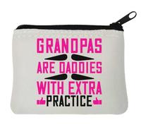 Portamonete in neoprene con scritta "Grandpas are Daddies with Extra Practice", 10 x 11 cm, colore: bianco