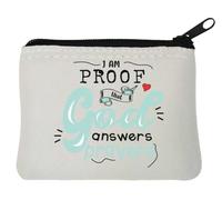 Portamonete in neoprene con scritta "I am proof that God Answers Prayers", 10 x 11 cm, colore: bianco, bianco, Taglia unica