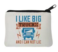 Portamonete in neoprene con scritta "I Like Big Trucks and I Can Not Lie Trucker", 10 x 11 cm, colore: Bianco, bianco, Taglia unica