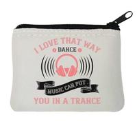 Portamonete in neoprene con scritta "I Love That way dance music can put you in a trance EDM rave" 10 x 11 cm, bianco, bianco, Taglia unica