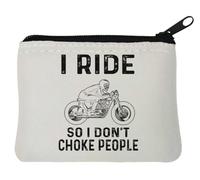 Portamonete in neoprene con scritta "I Ride So I Don't Choke People", 10 x 11 cm, colore: Bianco