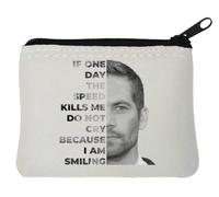Portamonete in neoprene con scritta "If One Day The Speed Kills Me Do Not Cry", 10 x 11 cm, colore: Bianco