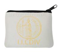Portamonete in neoprene con scritta "Last Gladiator Battle Ancient Roma" 10 x 11 cm, colore: Bianco