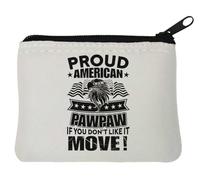 Portamonete in neoprene con scritta "Proud American If You Don't Like It Move", 10 x 11 cm, colore: Bianco, bianco, Taglia unica