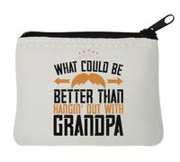 Portamonete in neoprene con scritta "What could be better than hangin' out with grandpa" baffi, 10 x 11 cm, bianco, bianco, Taglia unica