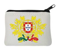 Portamonete in neoprene con stemma del Portogallo, 10 x 11 cm, colore: Bianco