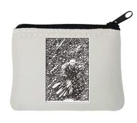 Portamonete in neoprene con uomo che cammina attraverso la tempesta di neve, 10x11 cm, bianco