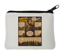 Portamonete in neoprene Stoico imperatore e filosofo re 10 x 11 cm bianco