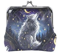 Portamonete in pelle alla moda donna ragazza bacio blocco animale luna blu grigio piccolo portamonete portamonete 11,5 cm x 10,5 cm