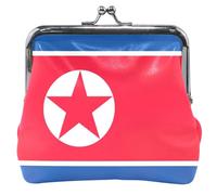 Portamonete in pelle animale per donne ragazze Kiss Lock bandiera della Corea del Nord piccolo sacchetto portamonete