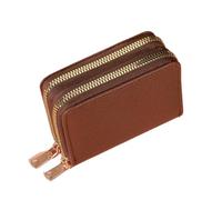 portamonete in pelle Borsa da donna con cerniera, modello corto, grande capacità, motivo litchi, multi-slot CaroSlot(Brown)