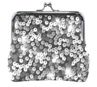 Portamonete in pelle con animale carino per donne e ragazze con lucchetto a bacio chic grigio scintillante portamonete portafoglio, Chic Scintillante Grigio (2), OneSize