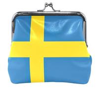 Portamonete in pelle con bandiera della Svezia personalizzata per donne ragazze fibbia bacio blocco cambio sacchetto portafoglio