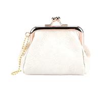 portamonete in pelle, con chiusura a bacio, portatile, per donne, donne, mogli, studenti, viaggiatori, professionisti, shopping, viaggi, rossetto, contanti, ricevute, chiavi, bianco,