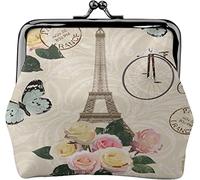 Portamonete in pelle con fibbia a farfalla vintage Paris Eiffer Tower Portamonete vintage con chiusura a bacio Mini portafogli per donne e ragazze