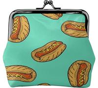 Portamonete in pelle con fibbia modello Hot Dog Fast Food Portamonete vintage Portamonete Kiss-Lock Mini Portafogli per donne e ragazze
