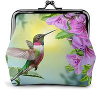 Portamonete in pelle con fiore di colibrì Piccolo portamonete con chiusura a scatto Portafoglio con fibbia per donna ragazza