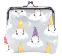 Portamonete in pelle con gnomi stravaganti, da donna e ragazza, con chiusura a bacio, 11,5 x 10,5 cm