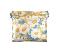 Portamonete in pelle con margherite bianche e gialle, per donne e uomini, mini trousse per cosmetici da donna, margherita bianca fiori gialli, 1 size, moderno