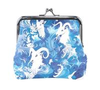 Portamonete in pelle con motivo a onde blu con capre, comode custodie per carte di credito, organizer per soldi per uomini e donne, viaggi