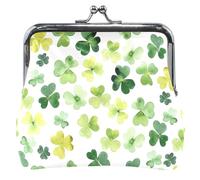 Portamonete in pelle con motivo floreale, verde, a forma di quadrifoglio, verde, taglia unica, Fiore trifoglio, Verde, Taglia unica, Classico