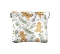 Portamonete in pelle con omini di pan di zenzero, per donne e ragazze, omini pan di zenzero natura, Decorazione