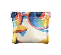 Portamonete in pelle con pinguino arcobaleno in stile cartone animato, per donne e uomini, per donne, ragazzi e ragazze