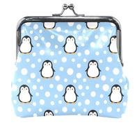 Portamonete in pelle con simpatico motivo pinguino, da donna, con fibbia carina, lucchetto da bacio, porta carte per monete, simpatico pinguino, blu 1, taglia unica, Simpatici pinguini, Blu 1, Taglia