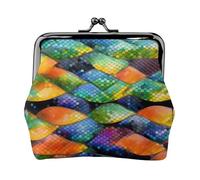 Portamonete in pelle con squame di pesce arcobaleno per donne, piccolo portafoglio con chiusura a bacio, mini porta carte per chiavi, rossetto, carino portamonete da viaggio