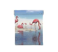 Portamonete in pelle con stampa di note musicali, portamonete da donna, mini portafoglio per contanti, Stormo Di Fenicotteri Rosa Sulla Spiaggia, Taglia unica, Portamonete