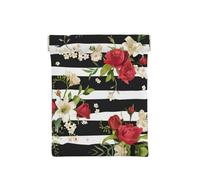 Portamonete in pelle con stampa farfalla blu per uomo, portamonete da donna, mini portafoglio per contanti, Nero Bianco Strisce Fiori Rosa Rosso, Taglia unica, Portamonete