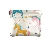 Portamonete in pelle con unicorni, per donne e uomini, per trucco