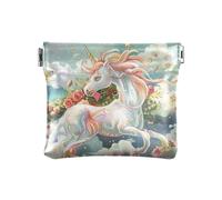 Portamonete in pelle con unicorni volanti, per donne e uomini, portatile, per trucco e periodo di trucco, Unicorni volanti, Decorazione