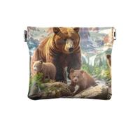 Portamonete in pelle con volto di Albert Einstein, mini portagioie, casual, per uso quotidiano, Orsi Verde Foresta, Taglia unica, Orsi Verde Foresta