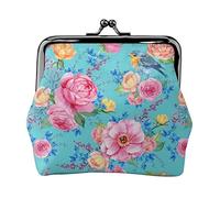 Portamonete in pelle da donna a fiore, piccolo portamonete con portafoglio con fibbia e chiusura Kiss-Lock per donne e ragazze