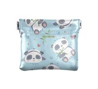 Portamonete in pelle da donna, comodo organizer per uomini e donne, da viaggio, stile cartone animato, carino panda che mangiano, Multicolore, 1 size, Moderno/adattabile