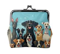 Portamonete in pelle da donna con chiusura a bacio, un grande gruppo di cani, pochette mini portamonete