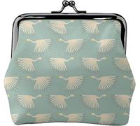 Portamonete in pelle da donna con cicogne Art Déco, piccolo portamonete con chiusura a chiusura a scatto Portafoglio con fibbia per regalo ragazza