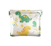 Portamonete in pelle da donna con dinosauro verde carino del fumetto conveniente organizzatore degli oggetti personali per le