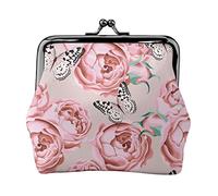 Portamonete in pelle da donna con farfalla a forma di fiore, piccola custodia per il resto con portafoglio con fibbia e chiusura Kiss-Lock per donne e ragazze